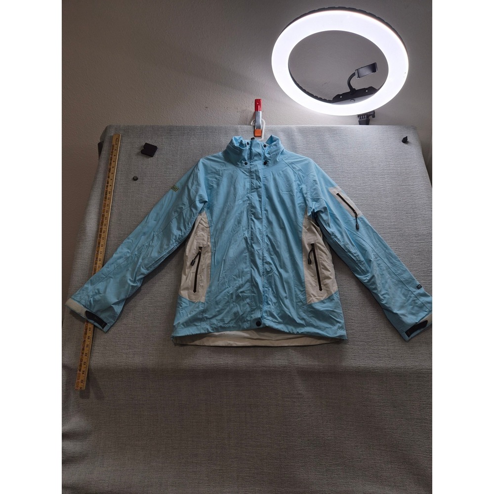 Freeride Scott Ski Jacket Womens L Blue White Mock Neck Raglan Sleeve Full Zip